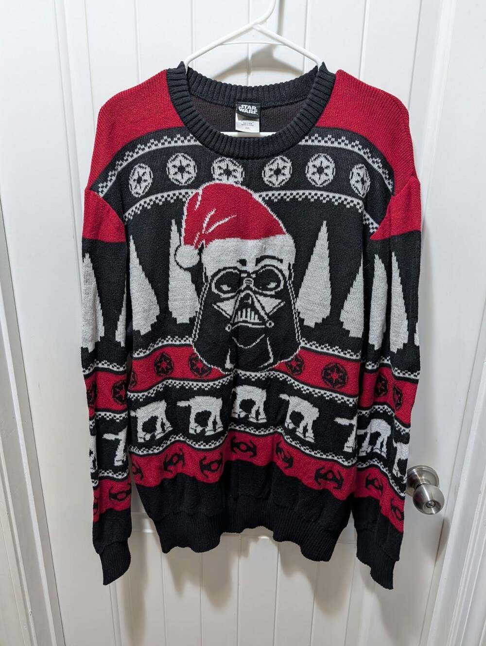 Star Wars Ugly Christmas Sweater Darth Vader Merry Sithmas Men's 2XL Red Black